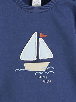 Bask?l? Erkek Bebek Sweatshirt Ve Pantolon Tak?m