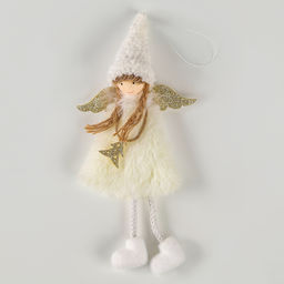 Цена за 9 шт. Ёлочное украшение кукла Фея, белая - Milo toys фото 2