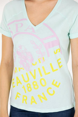 Женская зеленая футболка с v-образным вырезом Неожиданная скидка в корзине - U.s. polo assn фото 7