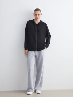 Kap??onlu Oversize Kad?n Fermuarl? Sweatshirt