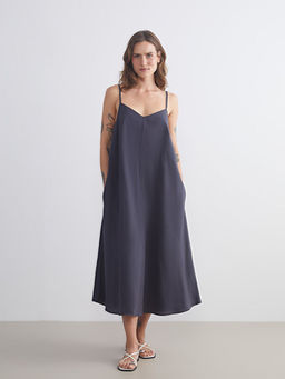 V Yaka Modal Kar???ml? Elbise