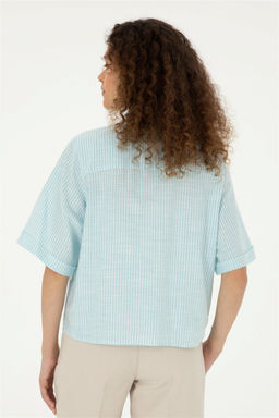 U. S. Polo Assn / Женская голубая рубашка с длинным рукавом - U.s. polo assn фото 5