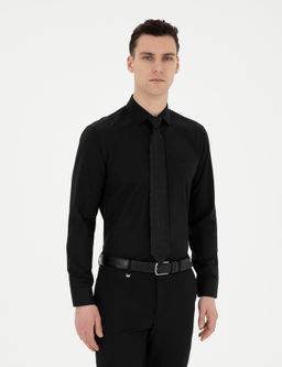 Рубашка Pierre Cardin Slim Fit черная длинный рукав