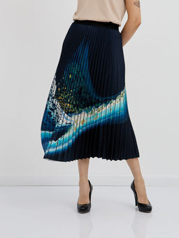 юбка плиссированная в синем цвете с абстрактным принтом - Glenfield фото 5