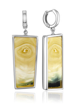 Крупные эффектные серьги с янтарём с уникальной текстурой Palazzo