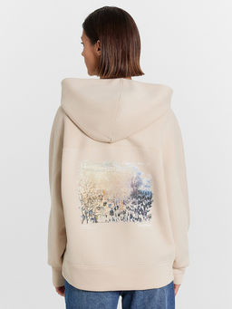 Худи женское светло-бежевое с печатью