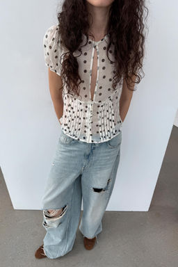 TRF FOLDED WAIST MID-WAIST JEANS - Zara фото 20