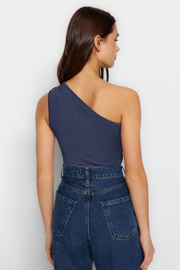 Indigo Asimetrik Yaka Cut Out Detayl? Esnek C?tc?tl? Orme Body TWOSS23BD00014
