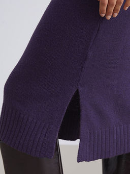 Yar?m Bal?k?? Yaka Y?rtma?l? Triko Elbise