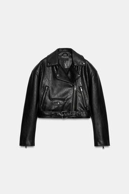 CAZADORA BIKER HOMBRERAS EFECTO PIEL / Negro - Zara фото 3