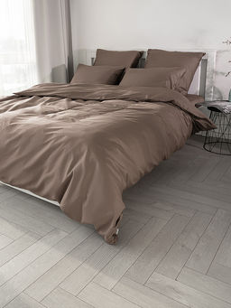 Пододеяльник сатин-страйп 175x210 коричневый сатин
