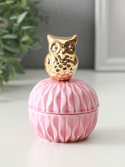 Шкатулка для украшений с крышкой «Золотая бабочка», розовая, 8×8×9 см