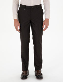 Kahverengi Slim Fit _izgili Kuma_ Pantolon