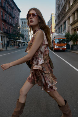 RUFFLED PRINTED MINI DRESS - Zara фото 4