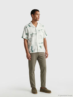 Regular Fit Resort Yaka Desenli Erkek G?mlek