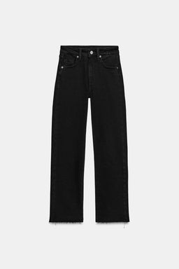 JEANS TRF CROPPED FLARE TIRO ALTO / Negro