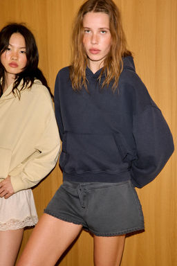 SUDADERA CAPUCHA EFECTO LAVADO / Azul - Zara фото 5