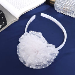 Цена за 6 шт. Ободок для волос «Школьница», облачко горох, d=10 см, белый