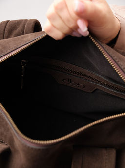 Замшевая сумка Bowling DBR 31378 черный каштан  фото 9