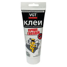 Клей акриловый ремонтно-монтажный прозрачный "VGT" туба 0,25кг