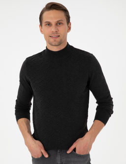 Antrasit Melanj Slim Fit Yar_m Bal_k__ Yaka Triko Kazak - Pierre cardin фото 3