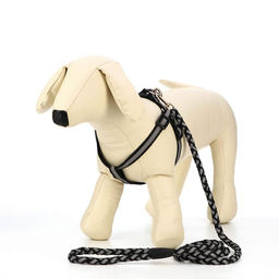 Комплект Плетенка, флуоресцентный, поводок 115 х 1 см, ОГ 32-48 х 1,5 см, чёрный - Пижон фото 2