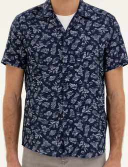 Темно-синяя рубашка стандартного кроя с коротким рукавом - Cacharel фото 6