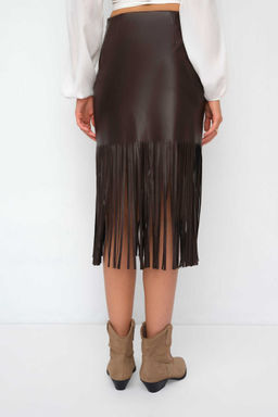 Юбка из экокожи с бахромой - Mollis фото 4