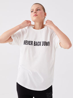 Bisiklet Yaka Bask?l? K?sa Kollu Oversize Kad?n Spor Ti??rt - Waikiki фото 2