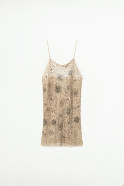 CREPE DRESS WITH EMBROIDERY AND BEADS - Zara фото 2