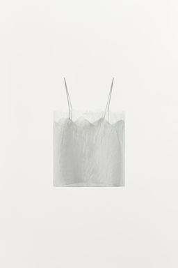 TOP TIRANTES RAYAS ENCAJE / Crudo / Beige