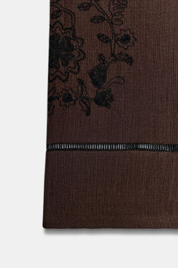 PANTAL?N ANCHO BORDADOS ENTREDOSES / Marr?n - Zara фото 8