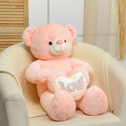 Мягкая игрушка Мишка, с сердцем, 80 см, цвет розовый