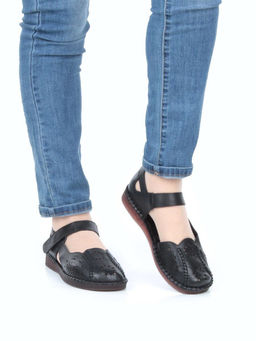 08-5008-1 BLACK Босоножки женские (натуральная кожа)