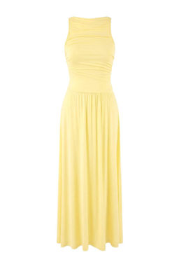 Kahverengi A-Kesim/Can Form Kay?k Yaka Buzgulu Uzun Yumusak Orme Elbise TWOSS26EL00021 - Trendyolmilla фото 3