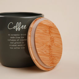 Банка для кофе SL Home, 12×12 см, серая, с бамбуковой крышкой