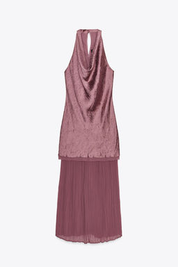 PLEATED CONTRAST MIDI DRESS - Zara фото 12