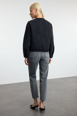 Siyah Yuksek Bel Mom Jeans TWOSS21JE0016 - Trendyolmilla фото 5