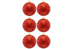 Набор 6 новогодних шаров 9,5*9,5 см Красный - Elan gallery фото 4