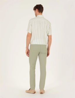 A__k Ye_il Slim Fit Keten Kar___ml_ Kanvas Pantolon - Pierre cardin фото 4