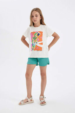 Вафельные шорты для девочек - Defacto фото 2