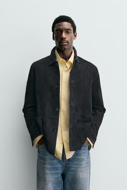 SUEDE LEATHER OVERSHIRT - Zara фото 2