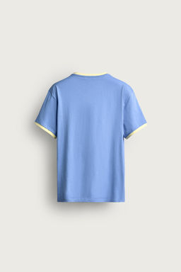 CAMISETA RIB CONTRASTE CUELLO PICO / Azul medio - Zara фото 8