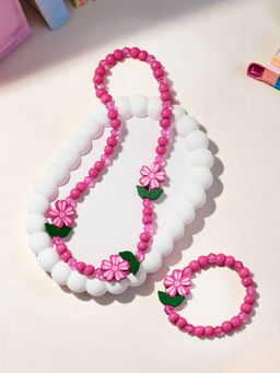 Набор детских украшений Выбражулька «Крупные цветы», 2 предмета: бусы, браслет, розовый
