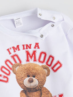 Ay?c?k Teddy Bask?l? K?z ?ocuk Sweatshirt