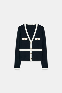 SOFT CONTRAST CARDIGAN - Zara фото 4