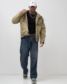 Куртка спортивная мужская весна осень бежевого цвета 25473B