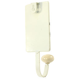 Крючок настенный, декоративный "Подсолнух" 7,5х18,5см под старину, керамический наконечник, металл окрашенный, цвет - ванильный матовый