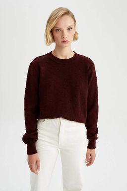 Свитер Relax Fit с круглым вырезом - Defacto фото 4