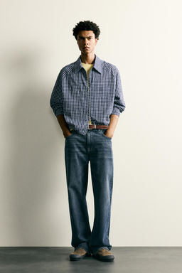 SOBRECAMISA CUADROS RELIEVE / Azul
